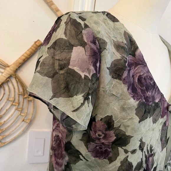 Vintage Jessica Howard Rose Floral Midi Dress 90s Grunge Goth Garden M - Picture 4 of 9